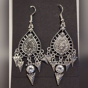 Elegant Silver Chandelier Earrings